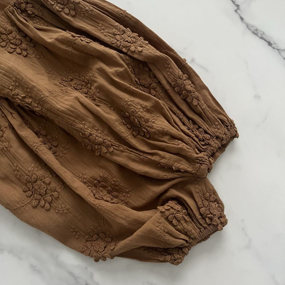 Driftwood Peasant blouse with tassel brown size Small boho chic festival Western - Picture 6 of 9